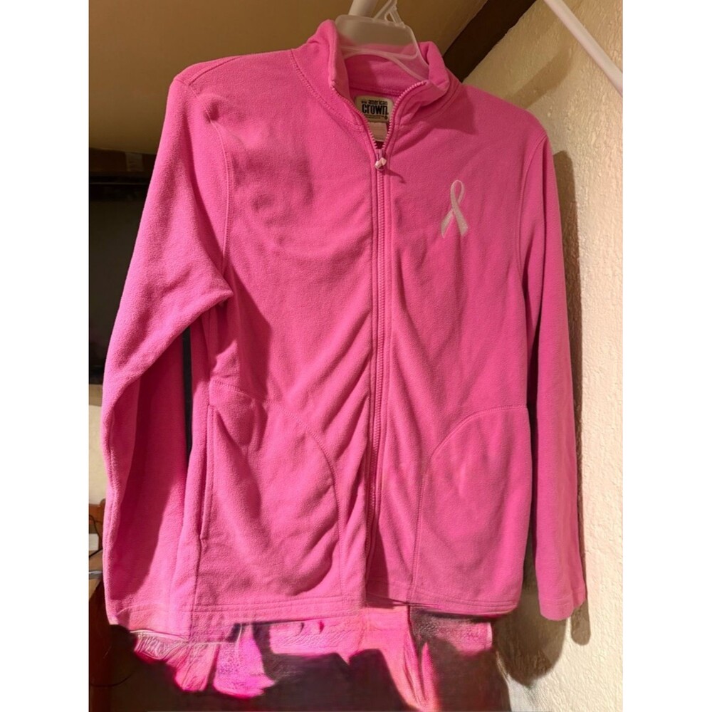 Pink Full-Zip Fleece Jacket with Awareness Ribbon